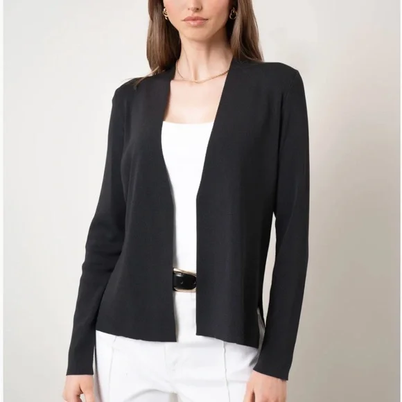 Cyrus Black Open-Front Lightweight Cardigan - Picture 1 of 6